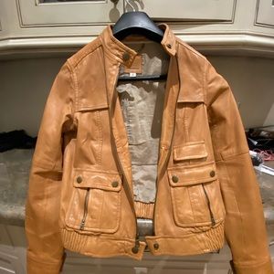 lambskin Camel color leather jacket